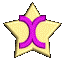 Animated 3D star-shaped icon with purple X symbol rotating through multiple angles against gray background.