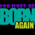 Pixelated text reads 'YOU MUST BE BORN AGAIN' with purple, teal, and yellow lettering on black background.