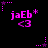 Pixelated pink text and symbols on black background with repeated patterns and dotted star accents.