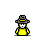 Animated pixel art contact sheet showing a character's head transforming from wearing a hat to exploding into smoke across six frames.