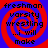 Four identical pixelated spiral icons with red and blue concentric rings, each containing black text reading 'freshman varsity wrestling ...i will make' in a