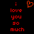 Red pixelated text on black background reads 'i love you so much' with a red heart symbol above the text.