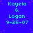 Blue background with cyan text reading 'Kayela & Logan 9-25-07' repeated in a pattern, scattered pink dots