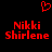 Red pixelated text 'Nikki Shirlene' appears twice on a black background with a red pixelated heart symbol above the text.