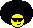Pixelated static icon of a yellow cartoon face with sunglasses and an afro hairstyle against a gray background.