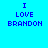 Four variations of a pixelated text-based icon showing "I LOVE BRANDON" with yellow highlight changes on different lines against cyan background.