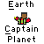 Pixel art icons display four elemental themes with Captain Planet characters, each featuring distinct text labels and character arrangements