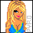 Pixel art contact sheet showing a blonde woman in blue top and green pants across multiple frames with text elements.