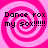 Four identical pink spiral backgrounds with black text reading "Dance fox my sox!!!!!" arranged in a