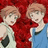 Two anime-style characters with light brown hair stand against a red background, with blue text reading 'Ouran High School Host Club!!!' on the right.