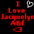 Red pixelated text and symbols on black background with white heart symbol above 'I Love Jacquelyn Abf <3' in two identical side-by-side arrangements.