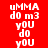 Red background with white text 'uMMA dO m3 yOU do' repeating in a pattern, alternating dark brown horizontal bars across the top and bottom