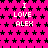 Pink background with black star pattern and repeated white text "I LOVE ALEX" in pixelated font.