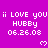 A static image with a bright purple background displays repeated text and heart symbols in white pixelated font.