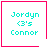 Four identical pixelated icons with cyan text and pink borders, each displaying "Jordyn <3's Connor"; two include small symbols in corners.
