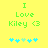 Green text on yellow background reads 'I Love Kiley <3' with blue and light blue star-like shapes below, two variations of star arrangement visible.