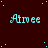 A dark red background with scattered light blue dots and repeated cyan text reading "Aimee" in a pattern