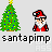 Pixel art Santa Claus and Christmas tree icons with speech bubbles showing 'HO..', 'HO..HO..', or 'HO..HO..HO..' text, some featuring additional characters.
