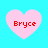Four pink heart shapes with red text 'Bryce' on a cyan background, arranged in a