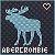 Pixelated icon of a light blue moose standing against a dark background with a white heart symbol and 'ABERCROMBIE' text at the bottom.