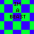 Pixelated text "IM A BEAST" appears on a green and blue checkered background with diamond-shaped patterns.