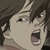 Pixelated close-up of a character's face with dark hair, mouth open in a shout, and eyes looking upward.