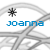 identical icons with a star symbol, 'joanna' text in blue and black, and a gray abstract background pattern