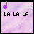 nine with musical notes and text, each showing 'LA LA LA' above a purple marble background