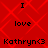Red background with diamond pattern, repeated text "I love Kathryn<3" in black pixelated font across two