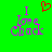 Green background with purple text reading "I Love Chuck" and a red pixelated heart above the word "Love", where the left side of the heart is missing.