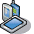 Pixelated icon of a computer monitor with two overlapping windows, blue screen and white/green window frames on gray background.