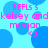 A static image with a light blue background featuring scattered medium and large blue circles, overlaid with repeated pink text reading "BFFLS's kelsey andkelsey and megan <3".