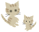 Pixelated cat icons in two sizes, with larger and smaller versions showing consistent striped patterns and black eyes on a gray background.