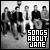 Black-and-white pixelated image showing a group of people with musical instruments and text reading 'SONGS ABOUT JANE' in bold white letters on black background.