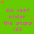 Green background with repeated pink text 'six feet under the stars' and '<33', scattered orange and green star shapes, gray rectangle in bottom-right corner.