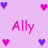 Pixelated pink background with scattered purple and pink hearts, displaying text 'Ally and Ali best friends forever!' in pixelated font.