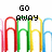 Pixelated image of colorful paperclips with overlaid text reading 'GO away i'm not afraid to use these !!' in a