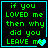 Four identical pixel-art display green text on black with cyan borders, each containing a small blue heart symbol at the bottom right