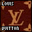 Pixelated icon with brown background, large stylized 'LV' monogram, and text reading 'LOUIS' top-left and 'VUITTON' bottom-left.