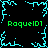Pixelated cyan lightning bolts frame a black background with green text reading "RoquelD1" repeated four times.