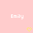 A static image with a light pink background featuring repeated white text "Emily" and yellow heart symbols arranged in a pattern