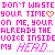 Pixelated text-based buddy icon with repeated phrases and heart symbols in pink, orange, black, and white colors on a gray background.