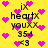 Yellow background with pink heart shapes scattered throughout, featuring repeated text elements in black pixelated font.