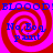 Red and pink spiral background with blue text reading "BLOOD! BLOOD!" at top and "No, Boq paint" below in four repeated quadrants.