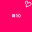 A static pixel art icon with a bright pink background, featuring two white '#10' text elements and a heart-shaped symbol at the top.