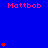 Blue background with pink 'Mattbob' text and red heart icons in various positions.