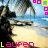 A beach scene with palm trees and a pier, overlaid with the name 'Lauren' in pink and yellow text and colorful square borders.