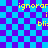 Pixelated blue background with repeated green text 'domenica bayybe <33' and white stars, under a purple-blue checkered pattern with yellow 'ignorar i bii:' text.