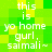 Pixelated green and yellow displays repeated white text reading 'this is yo home gurl, saimali~' in a static pattern