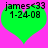 Green heart-shaped icon with black text 'james<33' and '1-24-08' on a bright pink background, two identical frames side-by-side.
